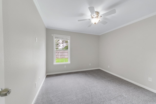 14 Woodbridge, Cabot, AR 72023 - spare room featuring ornamental molding, ceiling fan, baseboards, and carpet flooring