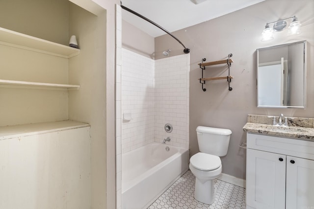 1403 Scott, Conway, AR 72032 - full bathroom with toilet, vanity, tub / shower combination, baseboards, and tile patterned flooring