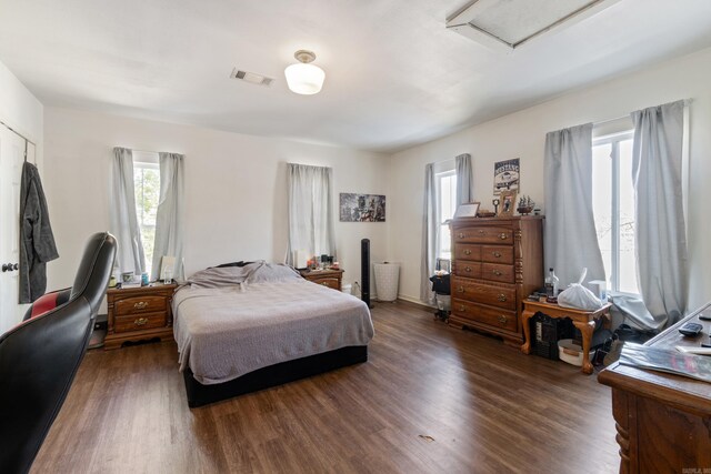 1403 Scott, Conway, AR 72032 - bedroom featuring dark wood finished floors, attic access, and an office area