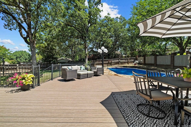 50 Heritage Park Cir, North Little Rock, AR 72116 - wooden terrace with outdoor lounge area and a fenced backyard