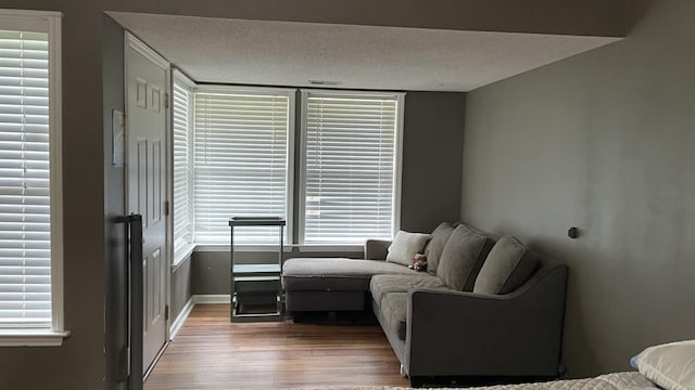 131 Sunny Gap, Conway, AR 72032 - living area with wood finished floors, a textured ceiling, and baseboards