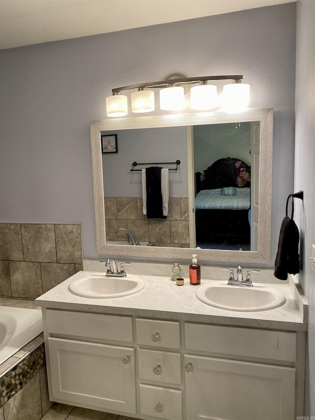 192 Shady Grove, Clarksville, AR 72830 - full bath with double vanity and a relaxing tiled tub