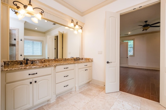 28 Talmont Pl, Little Rock, AR 72223 - bathroom with ornamental molding, plenty of natural light, a chandelier, baseboards, and recessed lighting