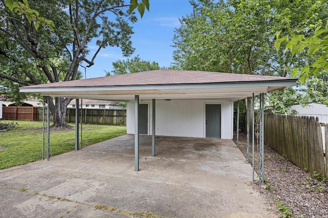 view of parking with a carport