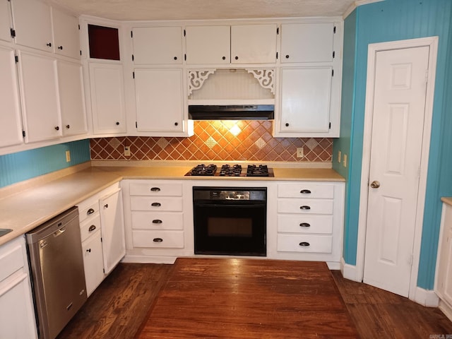 1000 Gum Springs Rd, Searcy, AR 72143 - kitchen with black appliances, dark wood-style flooring, and white cabinets