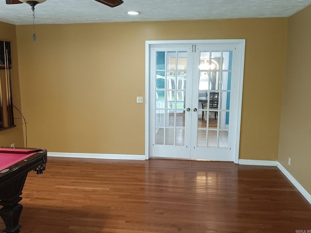 1000 Gum Springs Rd, Searcy, AR 72143 - rec room with wood finished floors, french doors, baseboards, and a ceiling fan