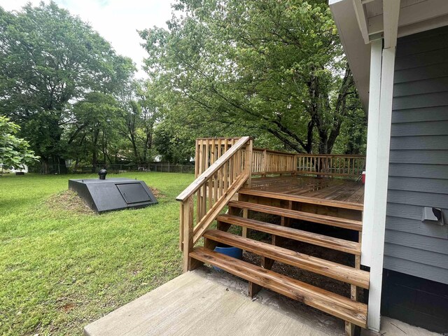 1026 Wilson St, Malvern, AR 72104 - wooden terrace with stairway and view of scattered trees