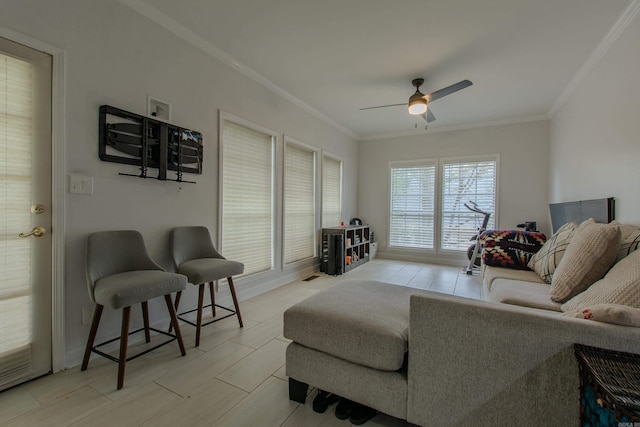 10 Silverwood Ct, North Little Rock, AR 72116 - living room featuring a ceiling fan and ornamental molding