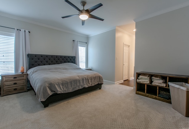 10 Silverwood Ct, North Little Rock, AR 72116 - bedroom with carpet floors, crown molding, baseboards, and a ceiling fan