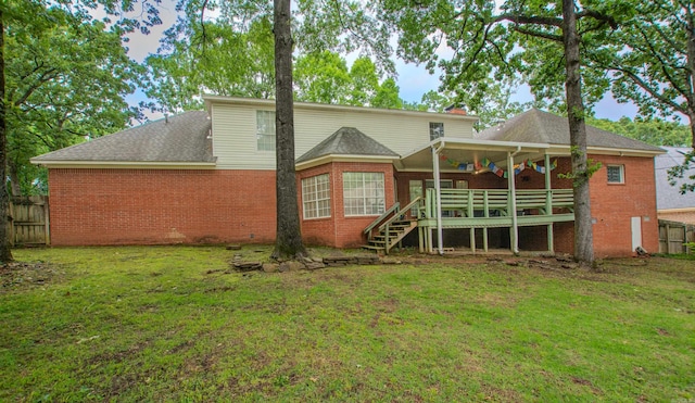 10 Silverwood Ct, North Little Rock, AR 72116 - rear view of property with brick siding, stairs, roof with shingles, and a wooden deck
