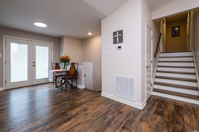 1520 Calgary Cv, Little Rock, AR 72211 - dining space featuring french doors, wood finished floors, stairway, baseboards, and recessed lighting