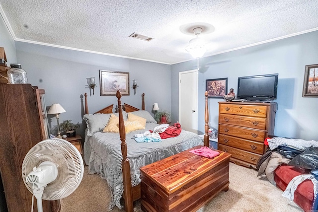 4531 Lee Road 225, Marianna, AR 72360 - carpeted bedroom with crown molding and a textured ceiling