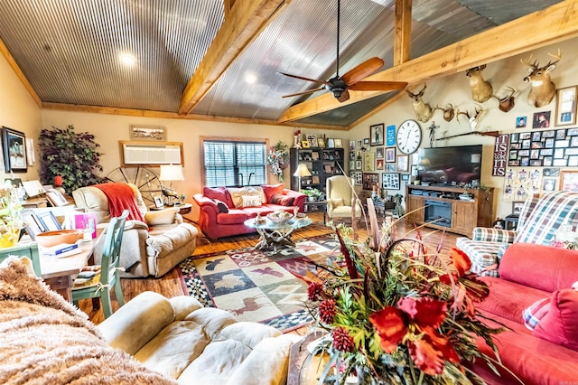 4531 Lee Road 225, Marianna, AR 72360 - living area with wood finished floors, ceiling fan, recessed lighting, and wooden ceiling