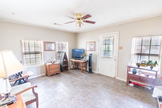 4531 Lee Road 225, Marianna, AR 72360 - office area featuring a ceiling fan and baseboards