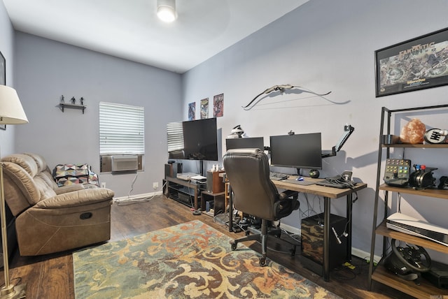 40 High Timber Dr, Maumelle, AR 72113 - office area with wood finished floors, cooling unit, and baseboards