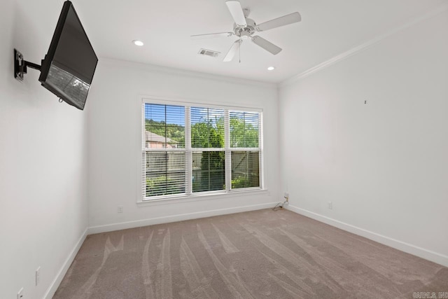 425 Valley Ranch Cir, Little Rock, AR 72223 - carpeted empty room featuring ornamental molding, baseboards, ceiling fan, and recessed lighting