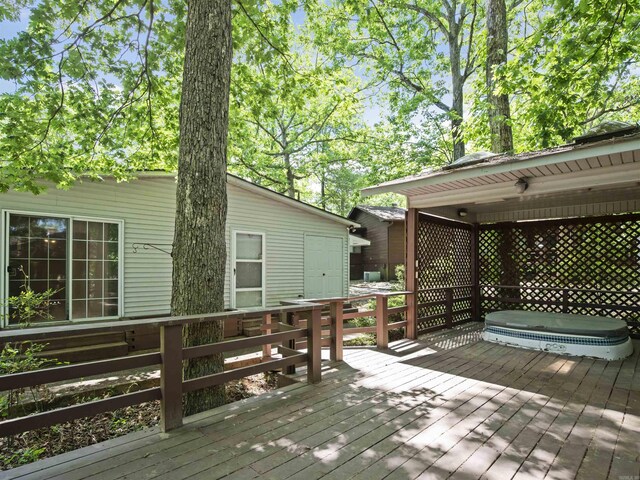 6 Sierra Ln, Hot Springs Village, AR 71909 - deck with a covered hot tub
