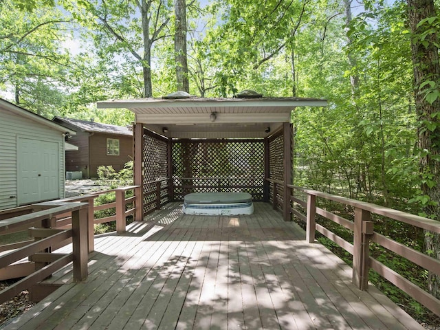 6 Sierra Ln, Hot Springs Village, AR 71909 - deck with a covered hot tub and a gazebo