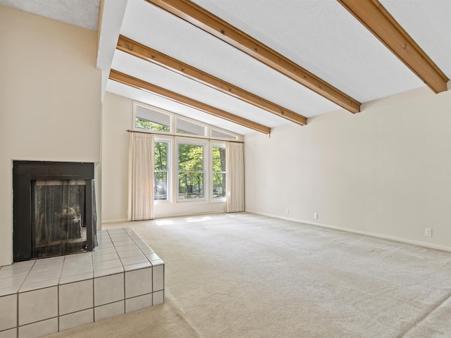 6 Sierra Ln, Hot Springs Village, AR 71909 - unfurnished living room featuring carpet, a fireplace with raised hearth, and baseboards