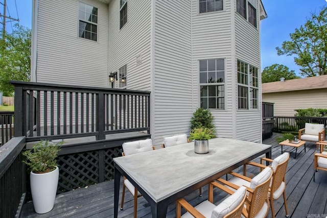 6220 Hopi Dr, North Little Rock, AR 72116 - wooden terrace featuring outdoor dining space
