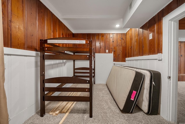 169 Crest St, Hot Springs, AR 71901 - carpeted bedroom featuring wooden walls and recessed lighting