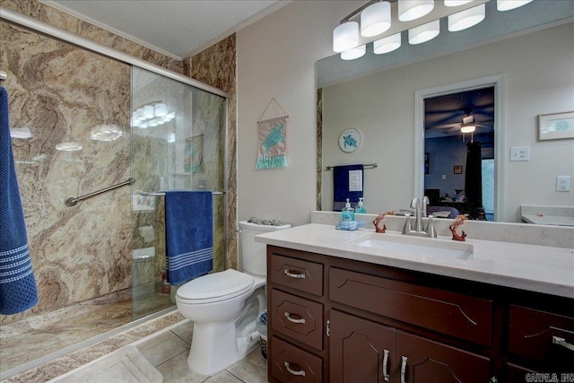 1201 Airport Rd Unit C12, Hot Springs, AR 71913 - bathroom with tile patterned floors, toilet, connected bathroom, and a stall shower