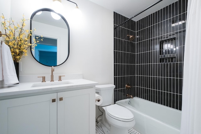 3501 Oakwood Rd Unit 9, Little Rock, AR 72202 - bathroom featuring shower / bath combination with curtain, vanity, toilet, and tile patterned floors