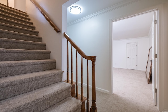 3501 Oakwood Rd Unit 9, Little Rock, AR 72202 - staircase with carpet flooring, ornamental molding, and baseboards