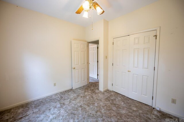 4 Hunter Ct, Little Rock, AR 72211 - unfurnished bedroom with carpet, baseboards, a closet, and ceiling fan