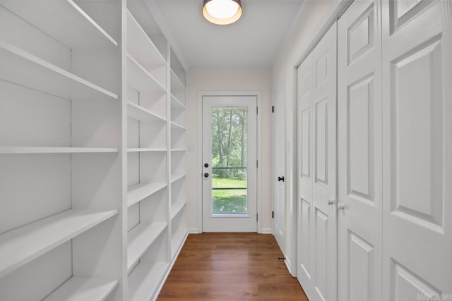 9425 Hogue Rd, Mabelvale, AR 72103 - entryway with dark wood-type flooring