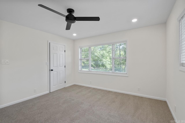 9425 Hogue Rd, Mabelvale, AR 72103 - empty room featuring carpet floors, a ceiling fan, baseboards, and recessed lighting