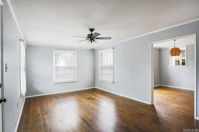 804 N Clarkson Ave, Little Rock, AR 72205 - unfurnished room with ceiling fan, wood finished floors, baseboards, and crown molding