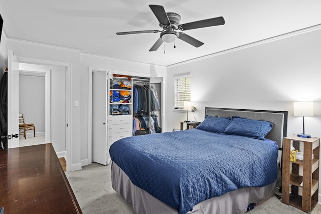 4812 Randolph Rd, North Little Rock, AR 72116 - carpeted bedroom with a closet, ceiling fan, and crown molding