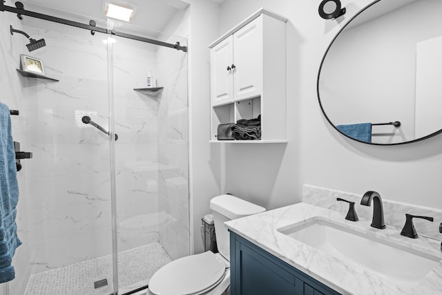 4812 Randolph Rd, North Little Rock, AR 72116 - bathroom featuring toilet, vanity, and a marble finish shower