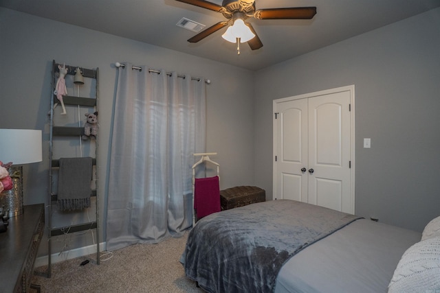 766 Mango Loop, Austin, AR 72007 - bedroom featuring carpet floors, a closet, and ceiling fan