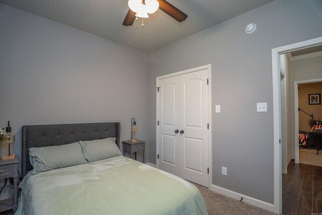 766 Mango Loop, Austin, AR 72007 - bedroom featuring baseboards, a closet, and ceiling fan