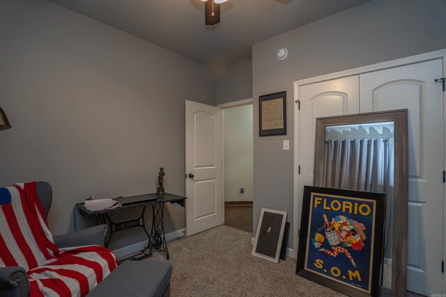 766 Mango Loop, Austin, AR 72007 - sitting room featuring a ceiling fan, carpet, and baseboards