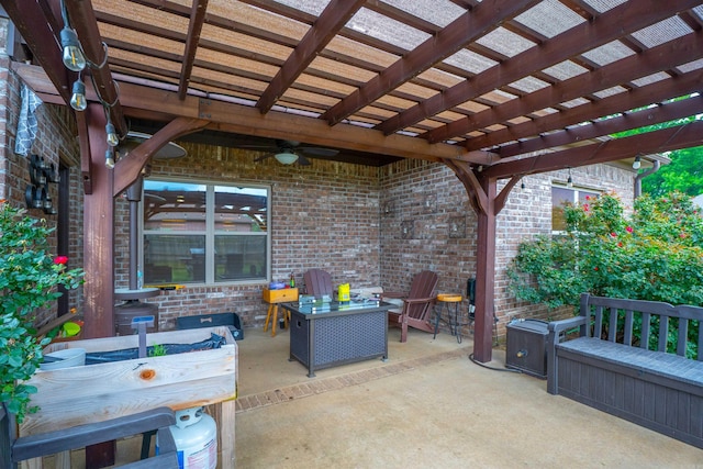 766 Mango Loop, Austin, AR 72007 - view of patio / terrace featuring ceiling fan and a pergola