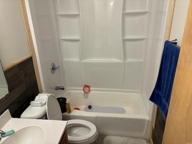 full bathroom with vanity, toilet, and shower / bath combination