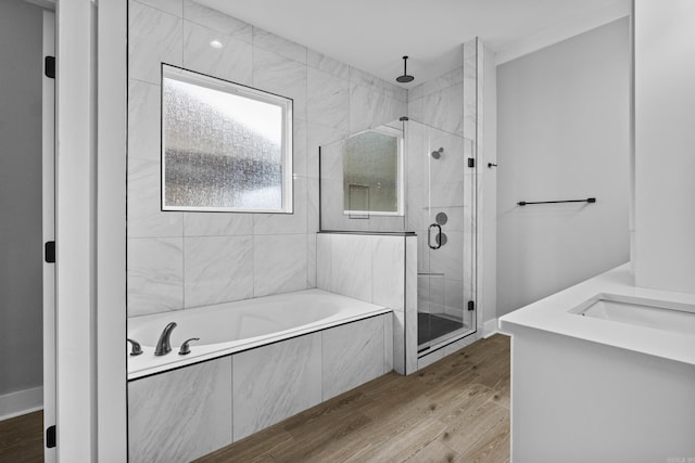 81 Fletcher Ridge Dr, Little Rock, AR 72223 - full bath with a shower stall, a garden tub, wood finished floors, and vanity