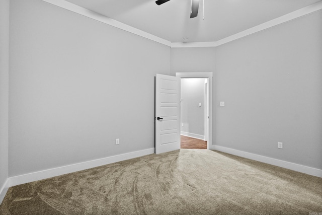 81 Fletcher Ridge Dr, Little Rock, AR 72223 - spare room featuring carpet, baseboards, a ceiling fan, and crown molding