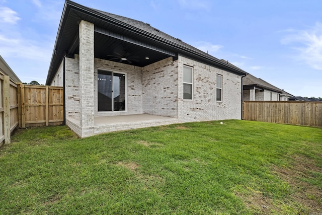 81 Fletcher Ridge Dr, Little Rock, AR 72223 - rear view of property featuring a ceiling fan, brick siding, and a patio