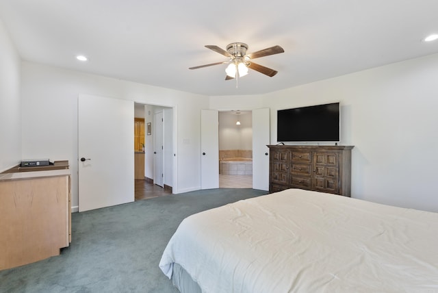 50 Merritt Trl, Greenbrier, AR 72058 - carpeted bedroom featuring recessed lighting, connected bathroom, and ceiling fan
