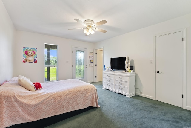 50 Merritt Trl, Greenbrier, AR 72058 - bedroom with carpet floors, access to outside, a ceiling fan, and baseboards