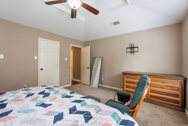 1 Forest Brook Ct, Little Rock, AR 72211 - carpeted bedroom featuring vaulted ceiling and a ceiling fan
