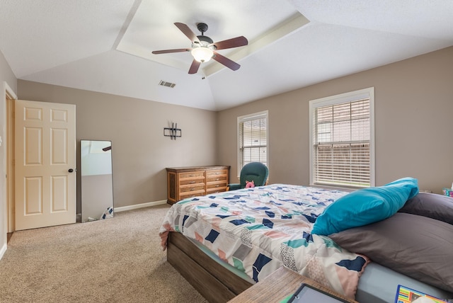 1 Forest Brook Ct, Little Rock, AR 72211 - bedroom featuring carpet floors, lofted ceiling, and a ceiling fan