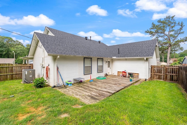 1 Forest Brook Ct, Little Rock, AR 72211 - rear view of property featuring a deck, roof with shingles, and central AC unit