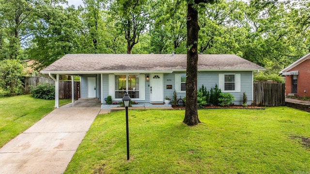 8010 Iowa Dr, Little Rock, AR 72227 - ranch-style home featuring concrete driveway, an attached carport, and a shingled roof
