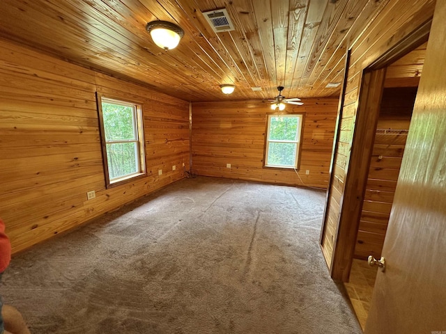 540 Polk Rd 78, Mena, AR 71953 - spare room with carpet, ceiling fan, wood ceiling, and wood walls