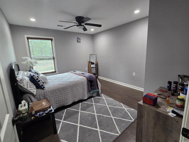 23 Whispering Dr, Alexander, AR 72002 - bedroom featuring wood finished floors, recessed lighting, ceiling fan, and baseboards